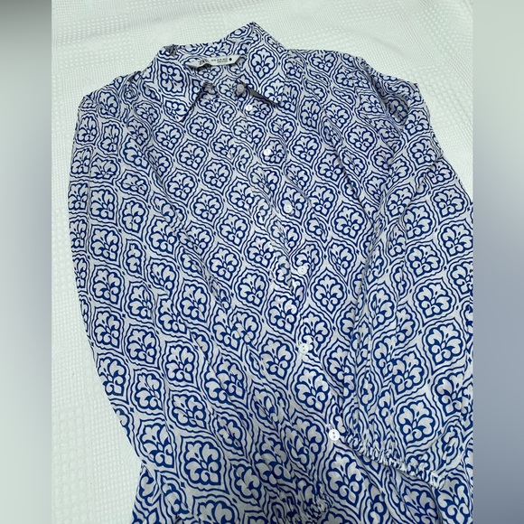 Front button closure Zara blue printed mini dress with collar size XS - Picture 4 of 7